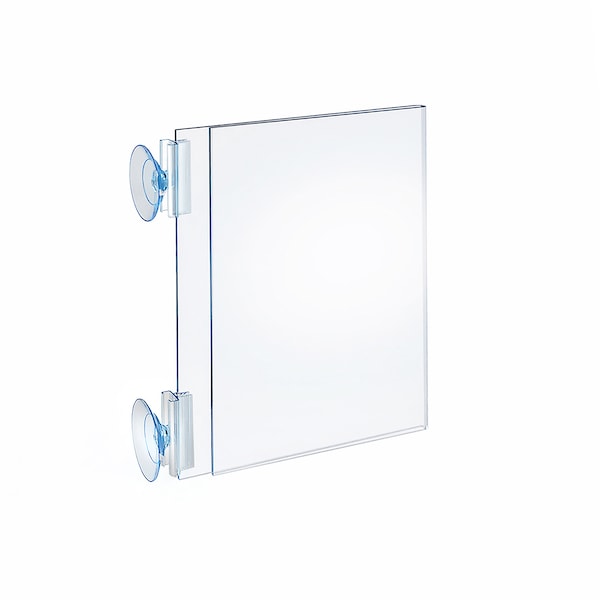 Two-Sided Acrylic Sign Holder W/ Suction Cup Grippers 5.5"x8.5", PK10